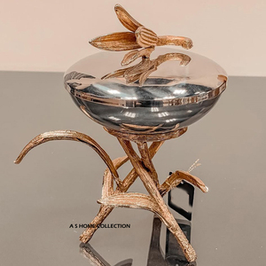 Cuenco redondo de Metal de buena calidad para servir, diseño moderno y frondoso para decoración moderna de bodas y restaurantes, exhibición de alimentos y frutas - Product Image 3