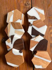 Posavasos sin río de resina epoxi de madera de mango más vendidos con juego de soporte Posavasos gratis de God Grace Overseas - Product Image 6