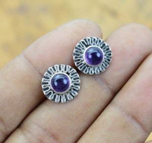 1 paire de boucles d'oreilles en argent sterling 925 avec améthyste violette naturelle, bijoux de créateur pour mariage et fête, cadeaux - Product Image 4