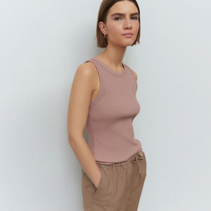 Style décontracté personnalisé Gym Stringer entraînement côtelé débardeurs respirant coupe ajustée Street Wear dames débardeurs - Product Image 3