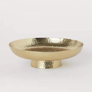 Large deep brass serving bowl with hammered design for weddings family functions and vintage theme home interiors - Product Image 1