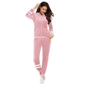Women's Velour Tracksuit Zip-Up Jacket and Jogger Pants with Pockets Sweat Suit <b>Loungewear</b> <b>Set</b> 2 Piece Loose Fit - Product Image 1