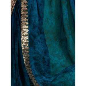 ผ้าชีฟองพิมพ์ลายดิจิทัลสีน้ำเงินกรมท่าสวยงามสำหรับงานเทศกาลและงานแต่งงาน - Product Image 3