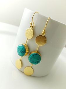 ต่างหูห้อยอัญมณีหลากสีชุบทองที่งดงามพร้อมตัวเรือนทองเหลืองสำหรับงานเลี้ยง - Product Image 5