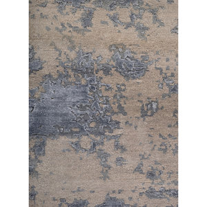 Kavi <b>Grey</b> Black Hand Knotted Wool Bamboo Silk Rug Abstract Pattern for Home Hallway Rectangular 10mm Thick for Teens-Esk-430(Fr) - Product Image 3