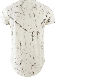 OEM vente en gros hommes Hipster Hip Hop déchiré ourlet rond motif imprimé doublure en coton manches courtes casual t-shirts - Product Image 2