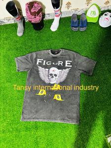 Men's Acid Wash Cotton <b>T</b>-<b>Shirt</b> with DTF Printing Front Logo Custom <b>Neck</b> Label Tansy Industry <b>Low</b> Prices - Product Image 6