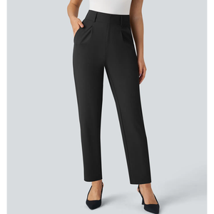 Pantalones Vintage elegantes de primavera 2025 para mujer, pantalones informales plisados al tobillo de cintura alta transpirables, nueva moda de cintura media - Product Image 6