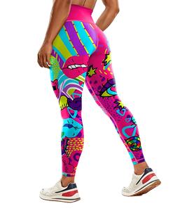 Leggings de sport pour femmes en gros personnalisés, leggings de yoga colorés à sublimation, leggings de fitness extensibles, leggings respirants à sublimation - Product Image 2