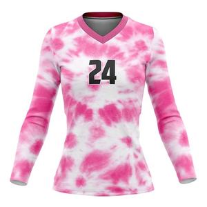 Sublimado de manga larga voleibol Jersey diseño mujeres venta al por mayor voleibol uniforme manga larga Jersey Allover impreso poliéster - Product Image 3