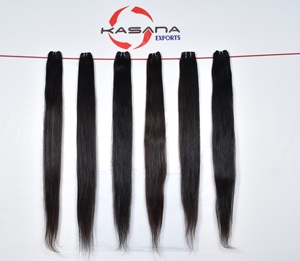 Cuticule indienne alignée 100% femmes Bundle machine double trame traitement aucun vente en gros couleur naturelle noir Extensions de cheveux humains - Product Image 5