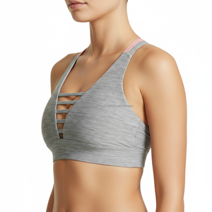 Top Deportivo con Tirantes Delanteros, Color Gris Jaspeado, para Yoga, Transpirable, Acolchado, Sin Mangas, para Mujer, de Alta Elasticidad, Ropa Deportiva Activa - Product Image 3