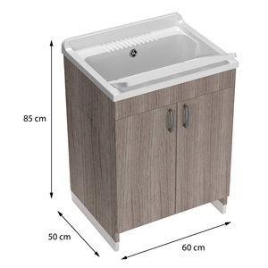 Mueble de Baño Moderno Mongardi de Madera con Soporte para Instalación de Grifo, 60L, Resistente a Ácidos - Product Image 3