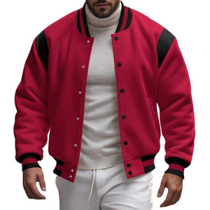 Chaqueta Varsity de Diseño Hip-Hop Inspirada en el Béisbol, con Cierre y Cuello Alto, Estilo Casual Vintage de Lona para Hombre - Product Image 2