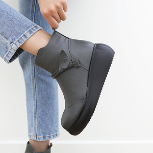 [JSHOE] Women Genuine Cow Leather Fleece Lined Platform Short <b>Ankle</b> Boots 6cm Wedge Heel Winter Comfort Shoes - Product Image 3