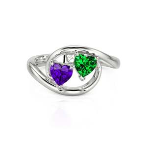 Anillo de Plata de Ley con Dos Piedras en Forma de Corazón, Estilo Hiphop Vintage para Hombre, Marca Jeulia - Product Image 1