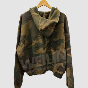 เสื้อฮู้ดดี้โอเวอร์ไซส์ลายพรางพิมพ์ลาย DTG ตามสั่งจากโรงงาน ผลิตจากผ้าฝ้ายเฟรนช์เทอร์รี่ ซิปหน้า ล้างสีแบบแอซิดวอช สไตล์ดิสเทรส สำหรับผู้ชาย - Product Image 2