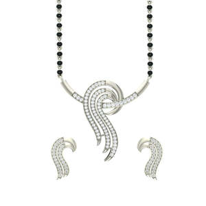 Compre un Conjunto de Mangalsutra de Plata Pura, Joyería Fina Étnica Clásica y Moderna con Circonita y Diamantes para Bodas, Fiestas y Compromisos - Product Image 1