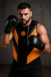 Protection de poitrine professionnelle en cuir PU respirant et écologique pour l'entraînement de MMA, de karaté et de boxe, avec design de logo personnalisé - Product Image 6