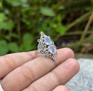 Rainbow Moonstone Ring Boho Style Natural Healing Gemstone Jewelry Custom Size Perfect <b>Gift</b> <b>for</b> <b>Her</b> Elegant <b>Spiritual</b> Design - Product Image 1