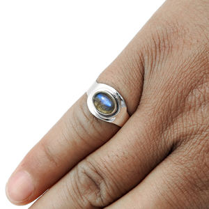 Piedras preciosas de labradorita natural Anillos de Plata de Ley 925 Joyería fina hecha a mano de moda para mujeres Colección de diseñador Venta al por mayor - Product Image 3