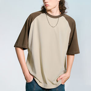 High Street Raglan Tee Hip Hop Custom Unisex 260 Gsm Cotton Men's Summer <b>Patchwork</b> T-<b>shirts</b> - Product Image 1