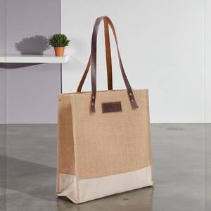 EarthyRoots Sac fourre-tout en toile de jute de coton personnalisé Sac fourre-tout à provisions à bandoulière pour femmes écologique Sac promotionnel réutilisable - Product Image 1