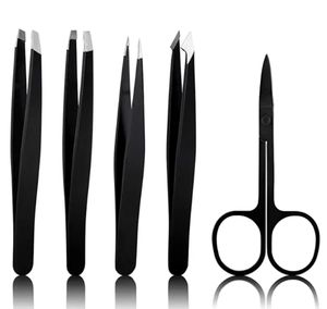 Pinzas para cejas de Punta puntiaguda inclinada de acero inoxidable de alta calidad profesional con diseño curvo para uso de belleza - Product Image 1