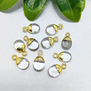 จี้ควอตซ์คริสตัลใสจี้โค้งมนเรียบจี้เสน่ห์แบบทำมือแบบ DIY สำหรับผู้หญิงเครื่องประดับหินวันเกิด - Product Image 1