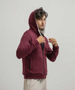 Sweat à capuche zippé tendance style sportif chaud pour l'hiver Meilleur prix Choix populaire Sweat à capuche doublé en polaire Vêtements d'extérieur Manteaux Homme - Product Image 1