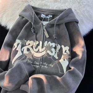 Women's Customizable Front Fleece Streetwear Hoodies 100% Cotton Breathable Eco-Friendly Sublimation Printed Zipper Pullover - Product Image 3