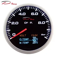 60mm 4in1 yağ basınç göstergesi kiti DC 12V dijital OLED Volt metre yağ sıcaklık ölçer ölçer su sıcaklığı otomatik ölçer araba için