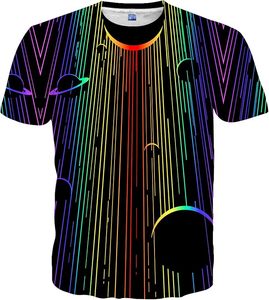 T-shirt décontracté d'été pour homme sans col, tricoté, imprimé par sublimation 3D équation mathématique, dégradé arc-en-ciel, manches courtes, anti-plis - Product Image 4