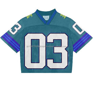 Venta al por mayor 100% poliéster sublimado recortado Retro fútbol Jersey Streetwear Oversized American Mesh Jersey fútbol Jersey - Product Image 1