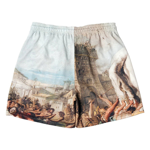 Short de gym pour homme 100% polyester Taille élastique personnalisée Couleur solide Technique brodée Maille respirante d'été pour le sport Décontracté - Product Image 3