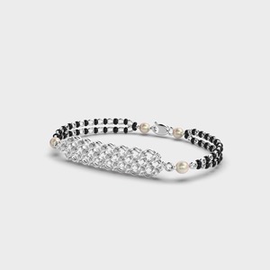 Pulsera Mangalsutra con Perlas y Diamantes Cultivados en Laboratorio, Corte Brillante Redondo, Certificados por IGI, en Oro Amarillo/Blanco/Rosa de 9K - Product Image 3