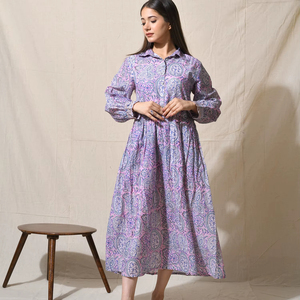 Boho Bloom Dress Jaipur Cotton Desi Chic Block Print With Heritage Handprint Eco-Friendly - Product Image 3