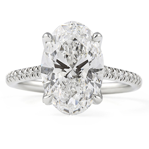Bague de fiançailles classique en or plaqué 14 carats avec diamant ovale de 4,20 carats cultivé en laboratoire, clarté incolore/VS, largeur 1,8 mm - Product Image 1
