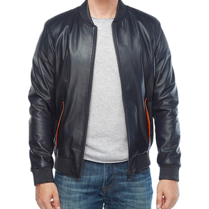 Diseño personalizado chaqueta de bombardero de cuero con capucha para hombre al por mayor ligero suave transpirable prendas de vestir exteriores logotipo personalizado impresión elegante - Product Image 4