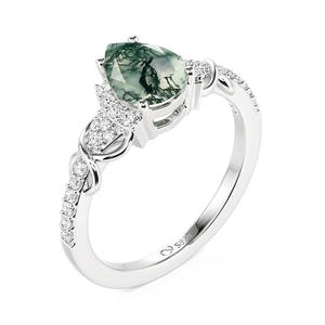 แหวนหมั้น Jeulia Infinity Pear Cut Moss Agate Cluster - ชุบทองคำชมพู 18K - Product Image 3