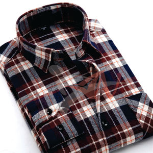 Chemise en flanelle en coton imprimé personnalisé de haute qualité pour hommes T-shirt polyvalent avec bouton en corne et soie comprenant un logo personnalisé - Product Image 2
