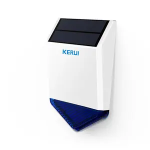 Kerui-sirène d'alarme à distance solaire sans fil RF, avec panneau solaire, son et lumière d'extérieur, système de sécurité domestique