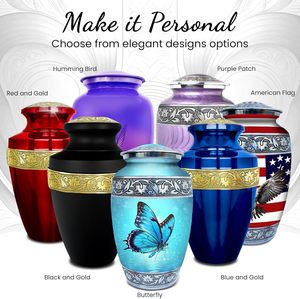 Set of 6 Butterfly Decorative Cremation <b>Urns</b> for Ashes for Women & Men Includes 1 <b>Large</b> <b>Urn</b> with 4 Small Keepsakes & 1 Necklace - Product Image 4