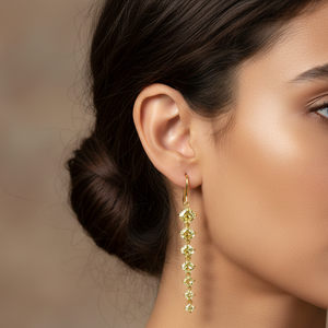 Pendientes cuadrados de esmeralda y diamantes, pendientes dorados con diamantes Roy, pendientes de princesa de color amarillo intenso. - Product Image 1