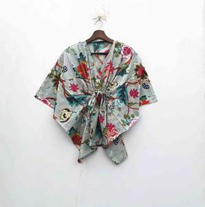 Robe kaftan décontractée en coton pour femmes grandes tailles, col en V, manches courtes, mi-longue, tissée à la main, pour l'été, la plage, les soirées, lavable - Product Image 1