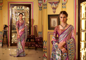 Sari étnico de seda sofisticado con patrón floral vibrante Declaración de tejido suave para pañuelos Combinación impresionante - Product Image 3