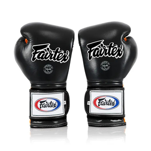 Guantes de Boxeo Muay Thai Fairtex Negros y Naranjas, Hechos a Medida, Transpirables, de Cuero PU, para Sparring y Combate - Product Image 5