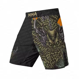Pantalones cortos de boxeo con estampado de sublimación personalizado para hombre, pantalones cortos de combate para gimnasio, pantalones cortos de compresión MMA, pantalones cortos elásticos OEM, Diseña tus propios - Product Image 2