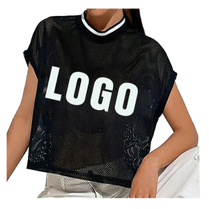 Women's Crop Top Mesh T-Shirt Custom Design Wholesale Streetwear Fashion <b>Slim</b> Fit <b>Tight</b> Short Top - Product Image 3