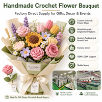 Buket Bunga Rajut Tahan Lama Buatan Tangan yang Dapat Disesuaikan, Bunga Mawar Tulip dari Benang untuk Ulang Tahun, Hari Jadi, Pernikahan, Dekorasi Rumah